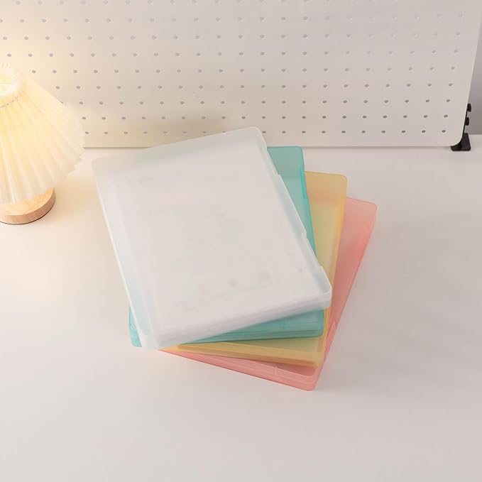 A4 Paper Storage Box, 8.5 x 11 Project Case for US letter, Thick Scrapbook Storage Boxes Craft Storage Box Art Supplies Storage and Organization (4, Type A (12.59 x 9.45 x 1.18 inches))
