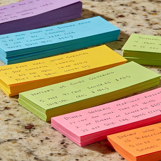 Sticky Notes Small Sticky Notes 30 Pads 6 Colors Mini Long Self-Stick Stickies Note Flags Tabs 0.6×3 100 Sheets Teacher Back to School Supplies and Office Products