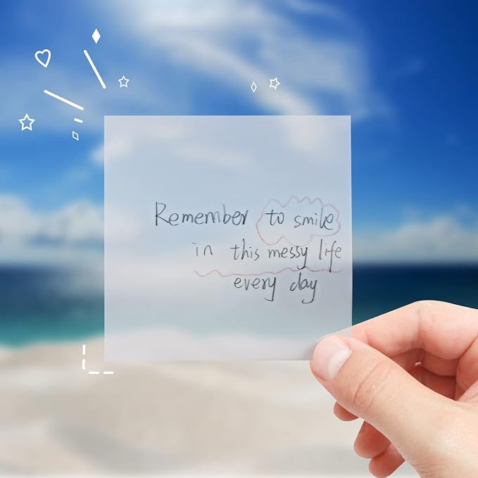 150 Sheets Clear Sticky Note Pads, 3 Sizes Transparent Sticky Notes Pads Set Waterproof Self-Adhesive Translucent Memo Tabs, Books Annotating Message Reminder for School, Office