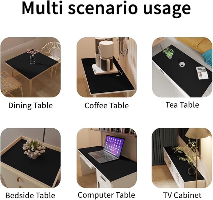 Faux Leather Table Cover,1.8mm Thick,42x90 Inch Table Protector,Table Protector for Dining Room Table,Dining Table Cover,Table Protector Mat.(Black+Gray,42x90)
