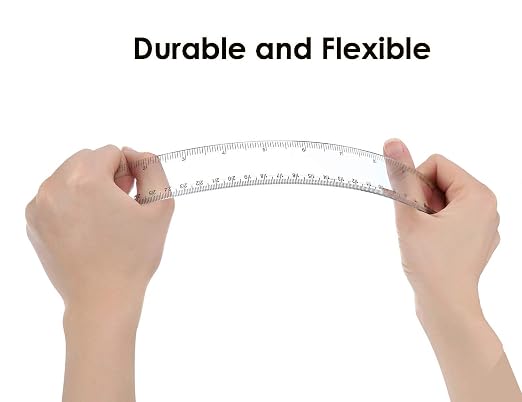 30 Pack Clear Plastic Ruler 12 Inch Flexible Ruler Straight Ruler With Inches and Metric for School Classroom Office