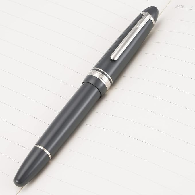 erofa Majohn P136 Piston Fountain Pen Extra Fine Nib with Box, Gray Resin Writing Pen Set