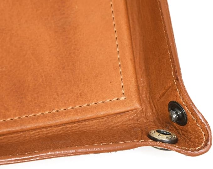 Tolredo Handmade Top Grain Leather Valet Tray – Elegant Organizer for Wallet, Keys, and Phone – Saddle Tan (6X6") (Pack of 2)