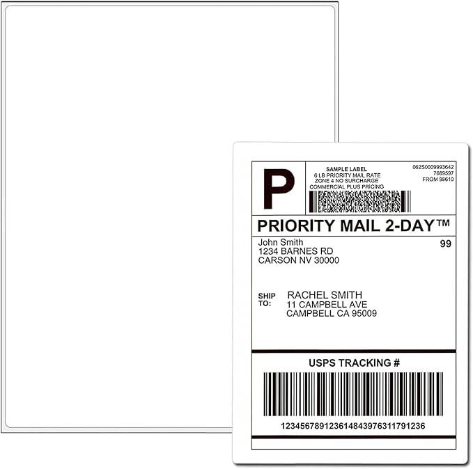 30 Full Sheets Sticker Paper for Laser & Ink Jet Printers, 8.5" x 11" Full Sheet Address Shipping Labels
