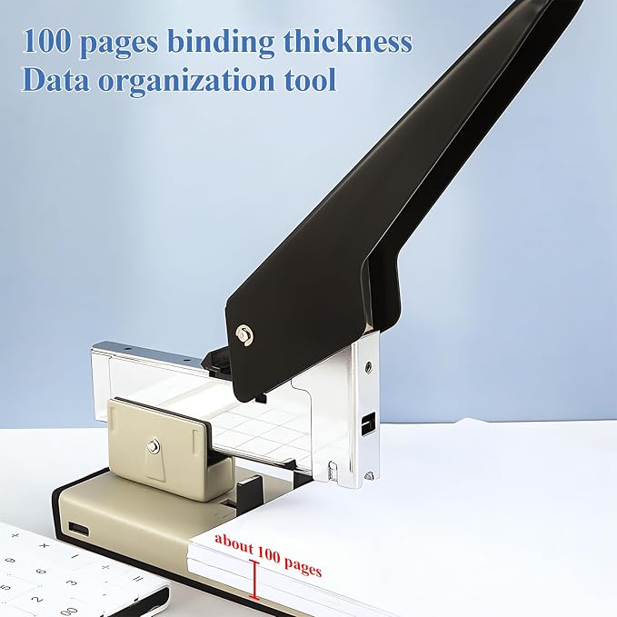 M&G Heavy Duty Stapler with 1000 Staples, 100 Sheet High Capacity, Large Metal Office Stapler for Paper Binding,White