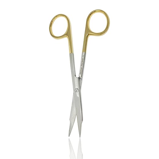 Goldman Fox Scissor 13 cm - Super Cut Sharpness - Premium Quality German Stainless Steel - Gold Handles by Cynamed (Curved Blades) …