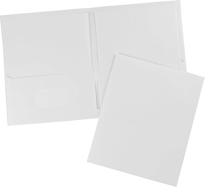 Avery Two Pocket Folders, Holds up to 40 Sheets, Business Card Slot, 25 White Folders (47991)