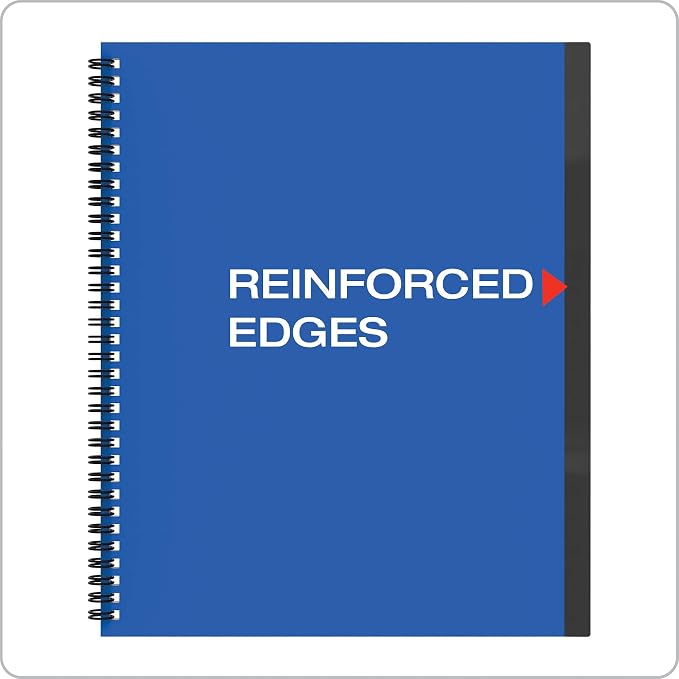 Oxford 10 Pocket Folder, Plastic Spiral Portfolio, for School and Office, Multi-Pocket Organizer, Anti-Tear Edges, 8 Clear Pockets, 2 Diagonal Interior Pockets, Letter Size, Blue (89331)