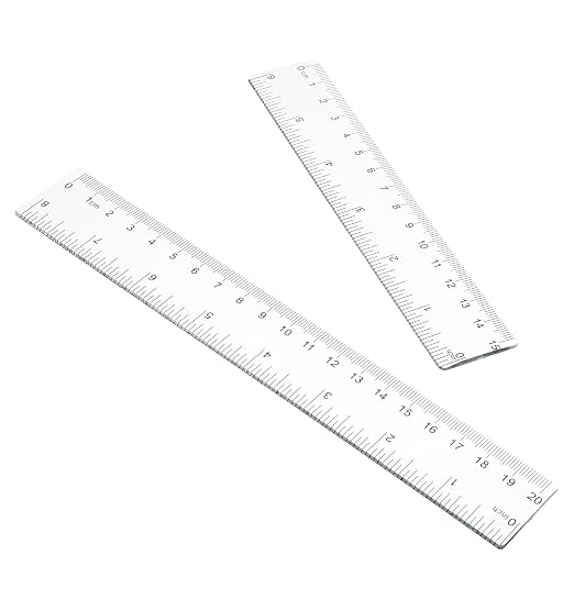 4 Pack Clear Ruler 6 Inch, 6 Inch Ruler (15.5 cm) and 8 Inchs (20.5 cm) | with Inches & Centimeters, Flexible Plastic Measuring Tools for Office (White)
