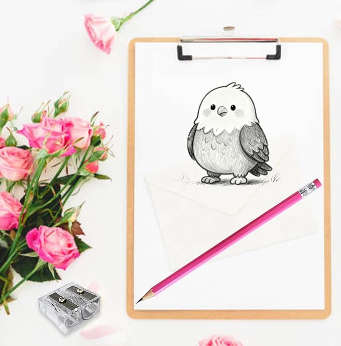 Adhere 25pcs Woodcase Pencils with Eraser Premium Pre-Sharpened Hexagon Graphite 2B pencils ideal for home, office writing including a Free Sharpener(Pink・25pcs)