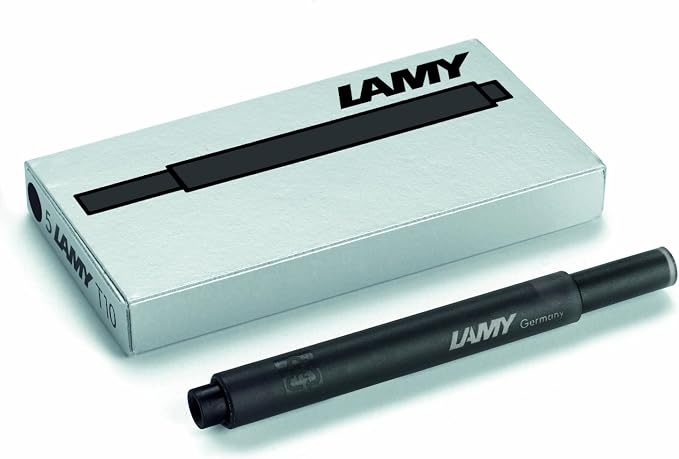 Lamy Safari Fountain Pen (M) & 5 Black Ink Cartridges (Yellow)