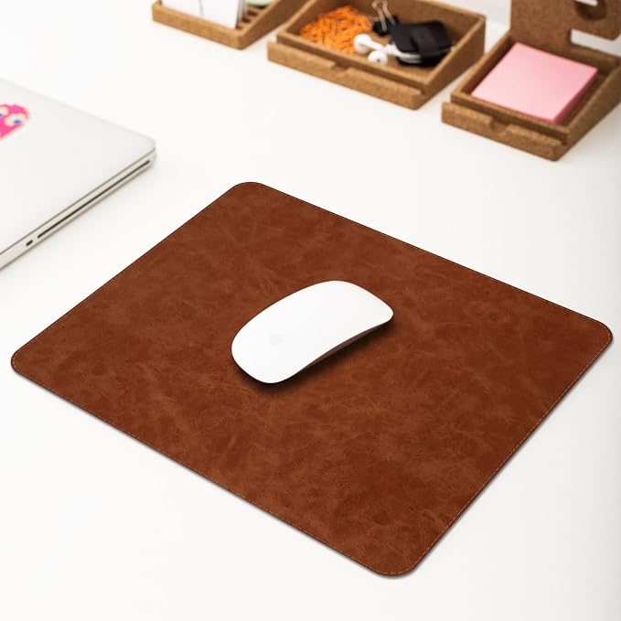 Mouse pad, Non-Slip Washable Waterproof Computer Mouse mat Thick for Laptop Wireless Mouse Home Office Travel, Portable 9.8"x 8.3" S Brown