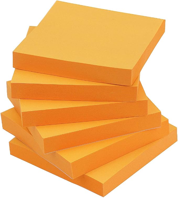 Early Buy Sticky Notes, 3x3 in, Orange Color, 6 Pads, 100 Sheets/Pad