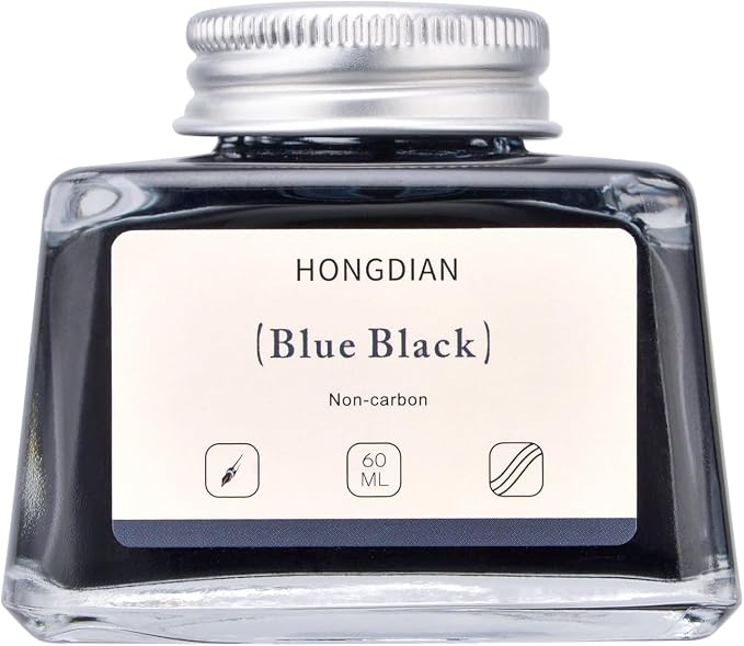 Hongdian Fountain Pen Bottled Ink Blue Black Color, 60ml Non Carbon Inkwell Bottle, Artist Calligraphy Ink