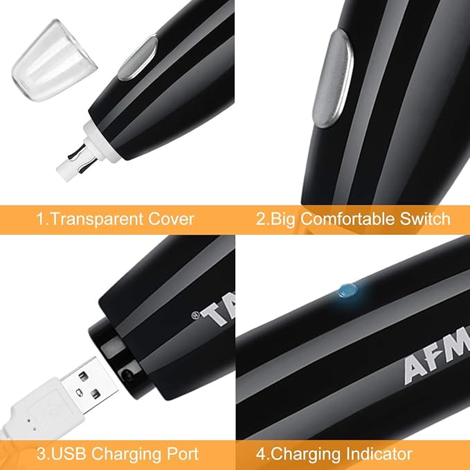 AFMAT Electric Eraser for Artists, Rechargeable Electric Eraser Kit, 140 Refills for Drafting, Electric Pencil Eraser - Battery Operated for Drawing Pencils, Crafts, Arts EE04(Black)