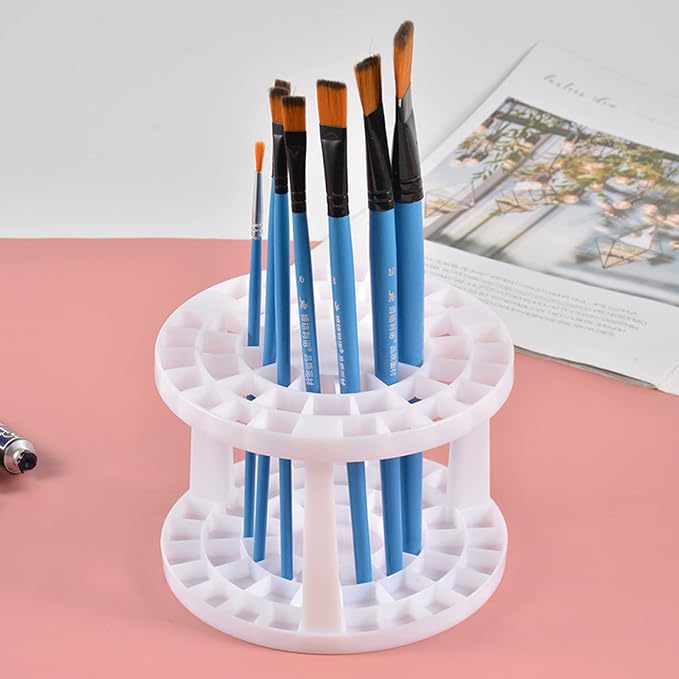 Feadily 49 Hole Pencil Holder Organize, Desk Organizer for Paint Brushes, Makeup Brush, Colored Pencils, Markers (White)