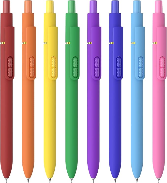 Colored Gel Pens, 8 Pack Fidget, 0.7mm Vibrant Color Ink No Smudge | Fine Point Smooth - Quick-drying Soft Grip, Coloring Pens for Journaling, Cute School & Office Supplies, Gift for Women Men
