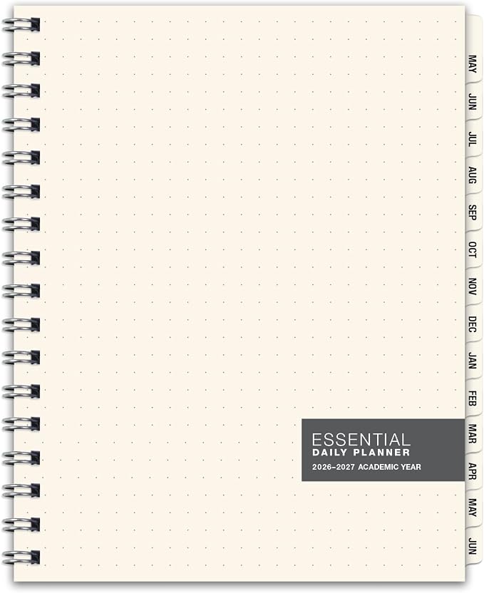 ESSENTIAL 2026-2027 Monthly & Weekly Planner with Tabs, 7"x9": 14 Months (May 2026 - June 2027), Professional, Simple, Easy-to-Use Design and Frosted Poly Cover for Extra Protection (Frosted)