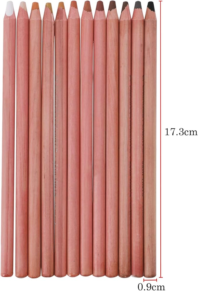 12Pcs Skin Tone Pastel Pencils, Multicolor Skin Colored Pencils, Soft Core Art Drawing Pencils for Adult Coloring, Portraits, Sketching, Shading, Charcoal Pencils Set for Beginners & Artists
