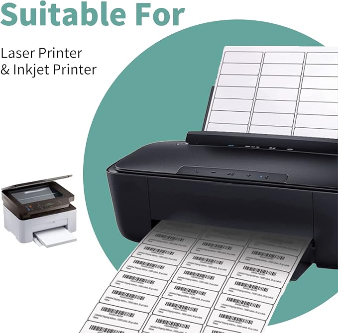 1" x 2-5/8" Address Labels, 30 up Blank Shipping Labels, 250 Sheets Address Mailing Sticker Labels for Laser and Inkjet Printers (7500 Labels)