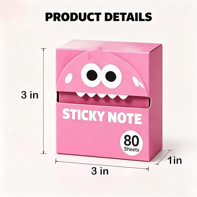 Cute Fruit Monster Pop Up Sticky Notes, Transparent Pull Out Sticky Notes, Translucent Sticky Notes Index Tabs Fun Clear Note, 80 Sheets Per Box, for Office, School,6 Boxes