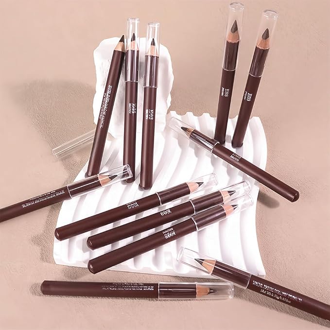 6Pcs Brown Eyebrow Pencils for Women, Wooden Hard-Core Eyebrow and Eyeliner Pencil, Long Lasting Waterproof and Sweat-Proof, Beginner Makeup Brow Pencil With Pencil Sharpener (Brown, 6Pcs)