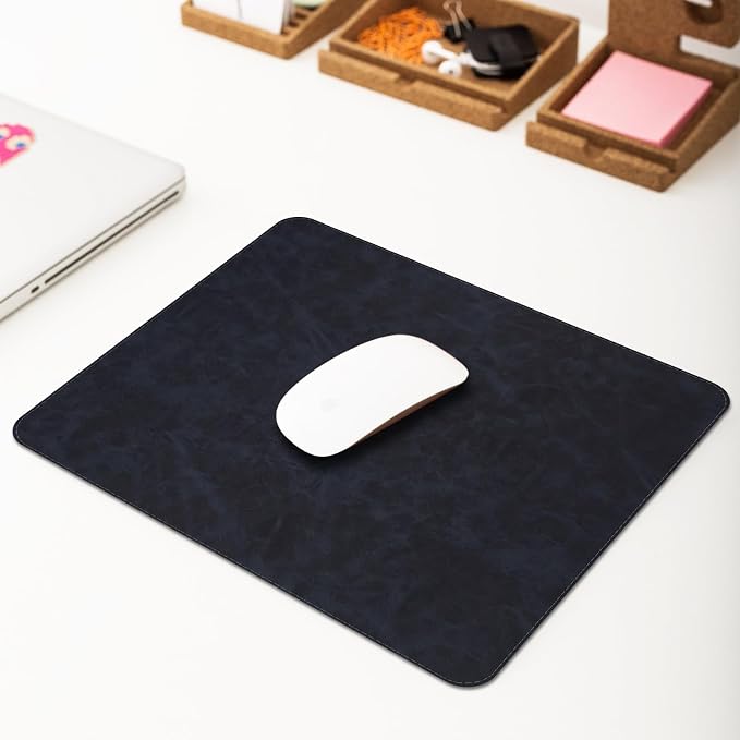 Mouse pad, Non-Slip Washable Waterproof Computer Mouse mat Thick for Laptop Wireless Mouse Home Office Travel, Portable 9.8"x 8.3" S Dark Blue