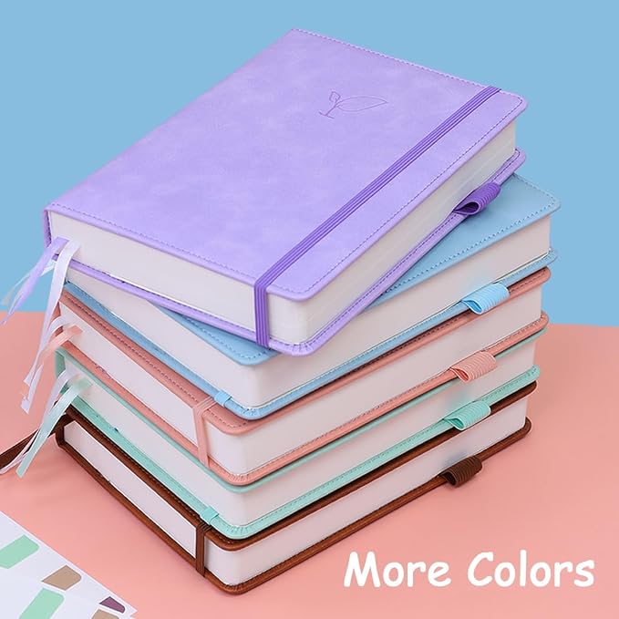 Hoci Poci Lined Journal Notebook, 400 Pages Thick Journal for Writing, A5 Hardcover Leather Notebook with 100Gsm College Ruled Paper for Women Men Work Note taking, 5.8" x 8.4", Purple