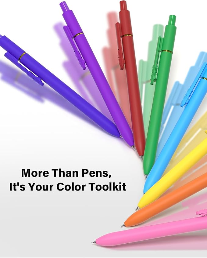 inkipen Blue Ink Fidget Pens, 16 Pcs 0.5mm Fine Point Retractable Smooth Writing Pen, Quick Drying Colored Ink Pens for Journaling School Office Supplies, Dopamine+Vintage Blue Ink