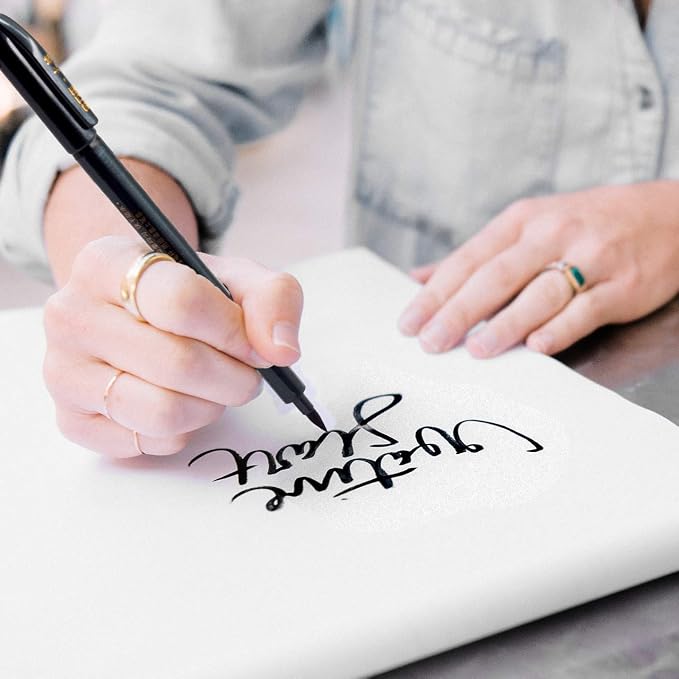 Hand Lettering Calligraphy Pens Brush Marker 4 Size Refillable 6pc | Writing, Painting, Drawing, Pack of 6 Black