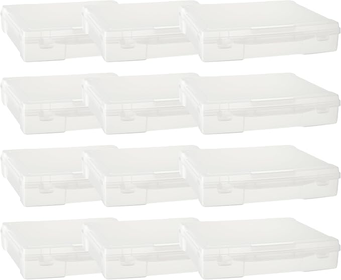 Generic 12” x 12” Plastic Scrapbook Storage Case by Simply Tidy - Portable Case for Documents, Papers, Sewing, Crafts - Clear, Bulk 12 Pack