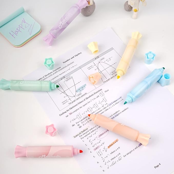 chosch Candy Shape Highlighters, Assorted colors,Chisel Tip,Water Based,Quick Dry& Write Smoothly 6 Macaron Colors (CANDY HIGHLIGHTER)