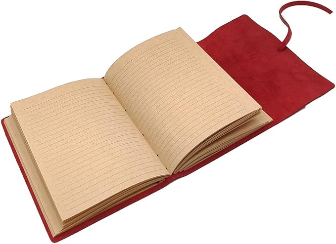 CooLeathor Red Notebook Journal - Nice Genuine Leather Journaling for writers A5 Size Diary 6.2x8.5 Inch,Notepad For Women,Man,Vintage,Gifts,Work,Traveler,Personal,Wine Red