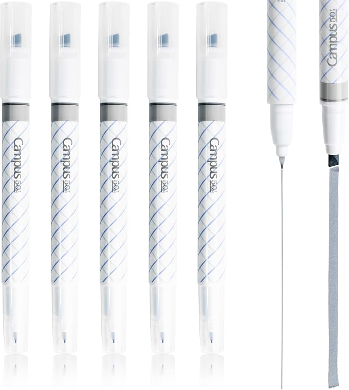 KOKUYO 2-Way Highlighter 5 Colors Set. Mark+ Dual Way of Point Types, 5 Pack of Pink (50th Anni. Grey)