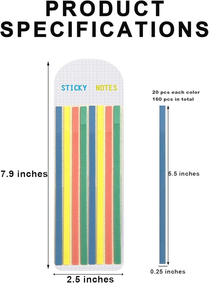 Potanro 960Pcs Highlighter Tape Translucent Sticky Long Tabs, | 6 Sheet Clear Sticky Notes Tabs, Highlighting Strips Index Tab for Annotating Books Bible Study Supplies,Teachers