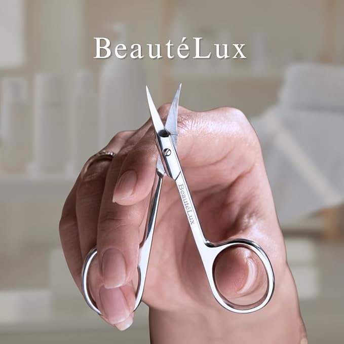 Professional Curved Grooming Scissors – Stainless Steel Precision Scissors for Eyebrow & Cuticle Care (Cuticle - Extra Fine, 3.5'' Inches)