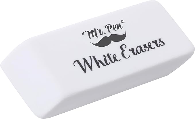 Mr. Pen- White Pencil Eraser, 12 Pack | Large Latex Free Block Erasers for School, Office, Art Sketching, Homework, Exams, Clean Smudge-Free Correction