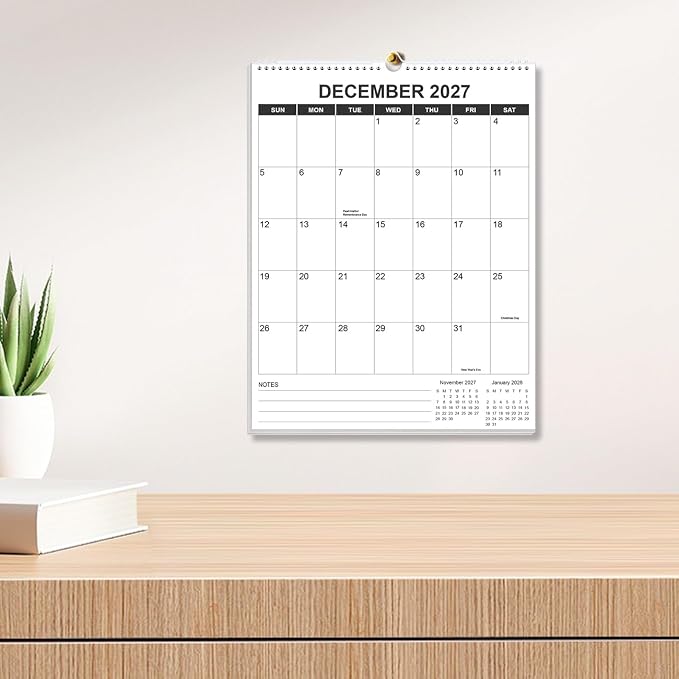 2026-2027 Wall Calendar - Runs from July 2026 until December 2027, Hanging Wall Calendar 2026-2027 for Easy Organizing, Vertical Calendar, 8.5" x 11", Black