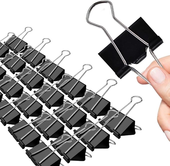 Extra Large Binder Clips 2 Inch (24 Pack), Standard 51mm, Black, Fold Clamp, Extra Large Size, Office Clips, Office Supplies, Paper Clamp.