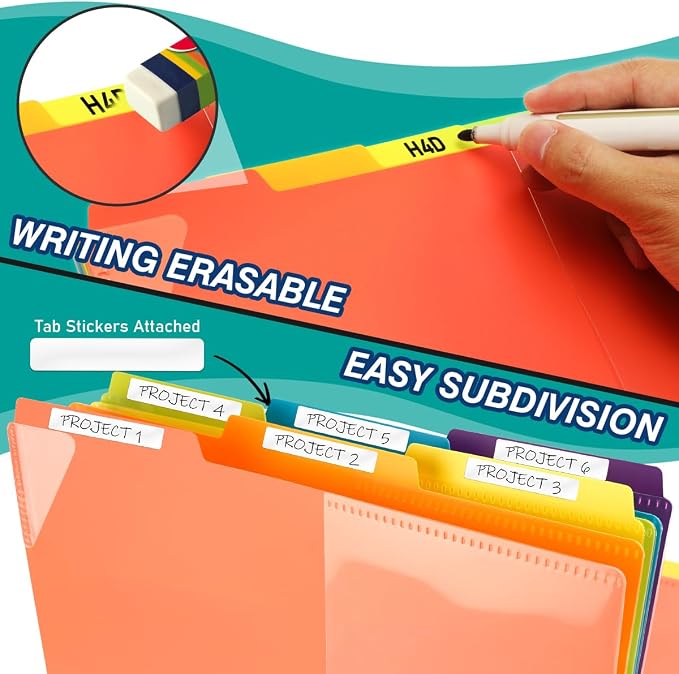 H4D 24 Pocket Poly Project Organizer, Multi Pocket Folder, Primary Colors | Spiral, Multi-Subject, Folder Notebook, Letter Size