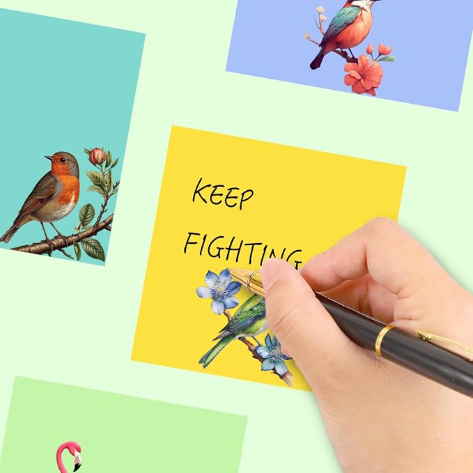 9 Pads Cute Sticky Notes Set, 3" x 3" Bird Self Stick Notepads, Funny Sticky Notes Set, Bird Stationery, Kawaii Adhesive Memo Pads, Office Decor Desk Accessories, School Supplies, Bird Lover Gifts