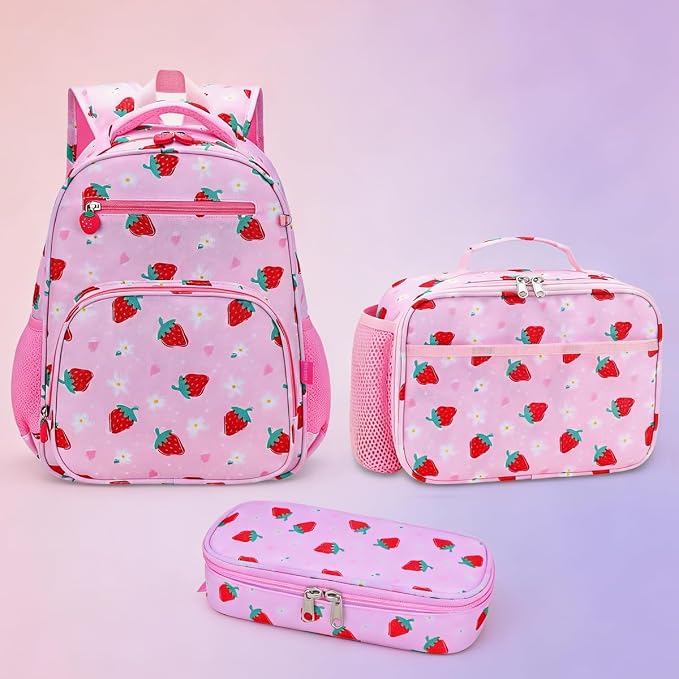 RHCPFOVR Kids Pencil Case for Girls-Soft Zipper Large Capacity Pencil Pouch for Girls Pencil Case for School Pencil Bag for Toddler (Pink Strawberry)