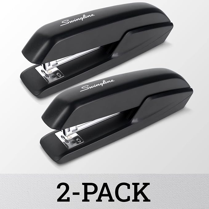 Swingline Standard Stapler, 20 Sheet Capacity, Eco Version, Jam Free, 2 Pack, Black (54501)