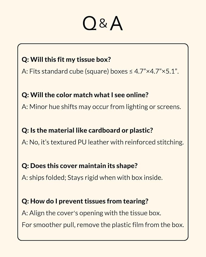 OLETHA Square Tissue Box Cover - Aesthetic Desk Decor for Room, Home & Office - Tissues Cube Boxes Holder - Brown