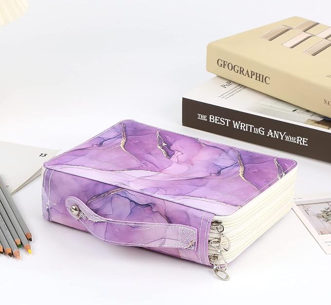 120 Slots Colored Pencil Case Organizer, 3 Layer Bag | Twill Oxford fabric, 127 elastic loops, detachable handle, for travel, home storage, drawing tools, creative gifts