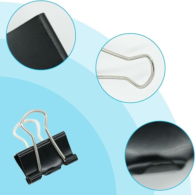 Ykimok 48Pcs Mini Binder Clips, 0.5 inch(13mm), Paper Clamps Micro Size for Office Supplies, Black