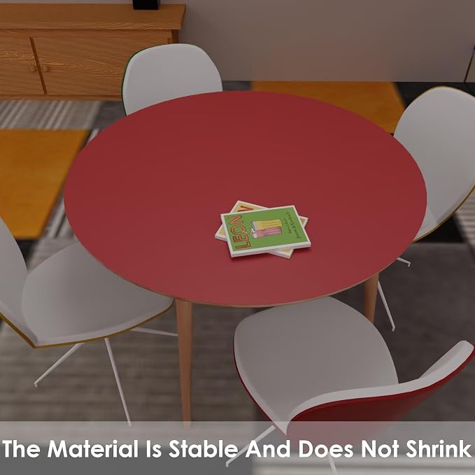 Round Table Cover - Can Be Used On Both Sides Waterproof and Easy to Clean Good Flatness Used for Dining Table(Black+Wine Red Dia.42Inch)