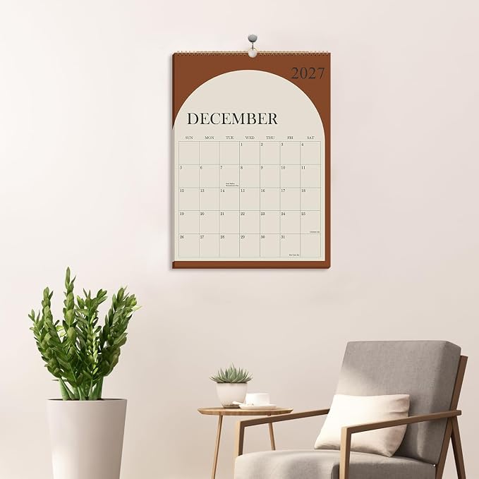 Wall Calendar 2026-2027 - 18 Months Calendar 2026-2027 from July 2026 - December 2027, 2026-27 Wall Hanging Calendar Planner with Thick Paper, 12" x 14.5", Cyan