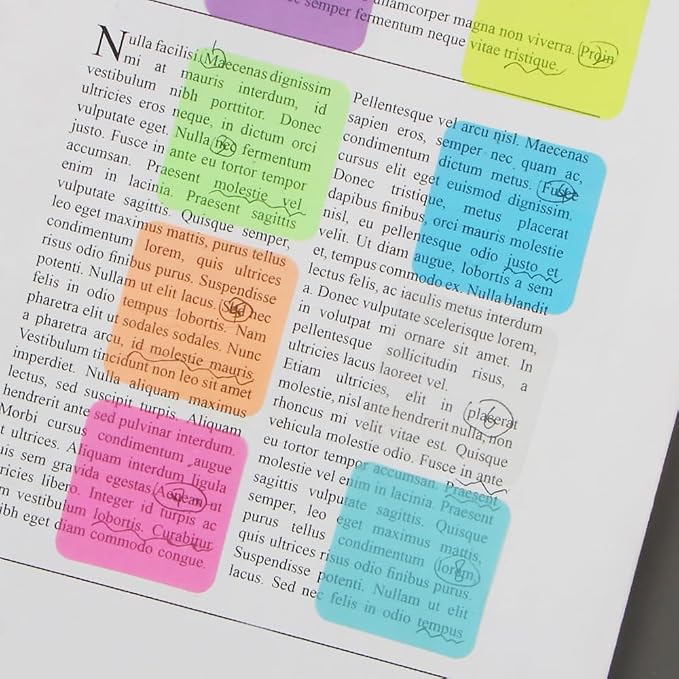 160 Sheets Transparent Sticky Notes - Colored, Clear, Waterproof Notepad - Adhesive Memo Pads for Annotating Books & School Supplies