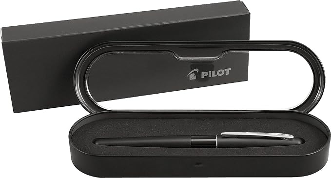 PILOT Metropolitan Collection Fountain Pen, Black Barrel, Classic Design, Medium Nib, Black Ink (91107)